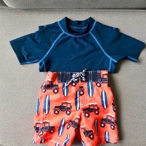 Gymboree Swim Shorts & rashgaurd 12-18mo